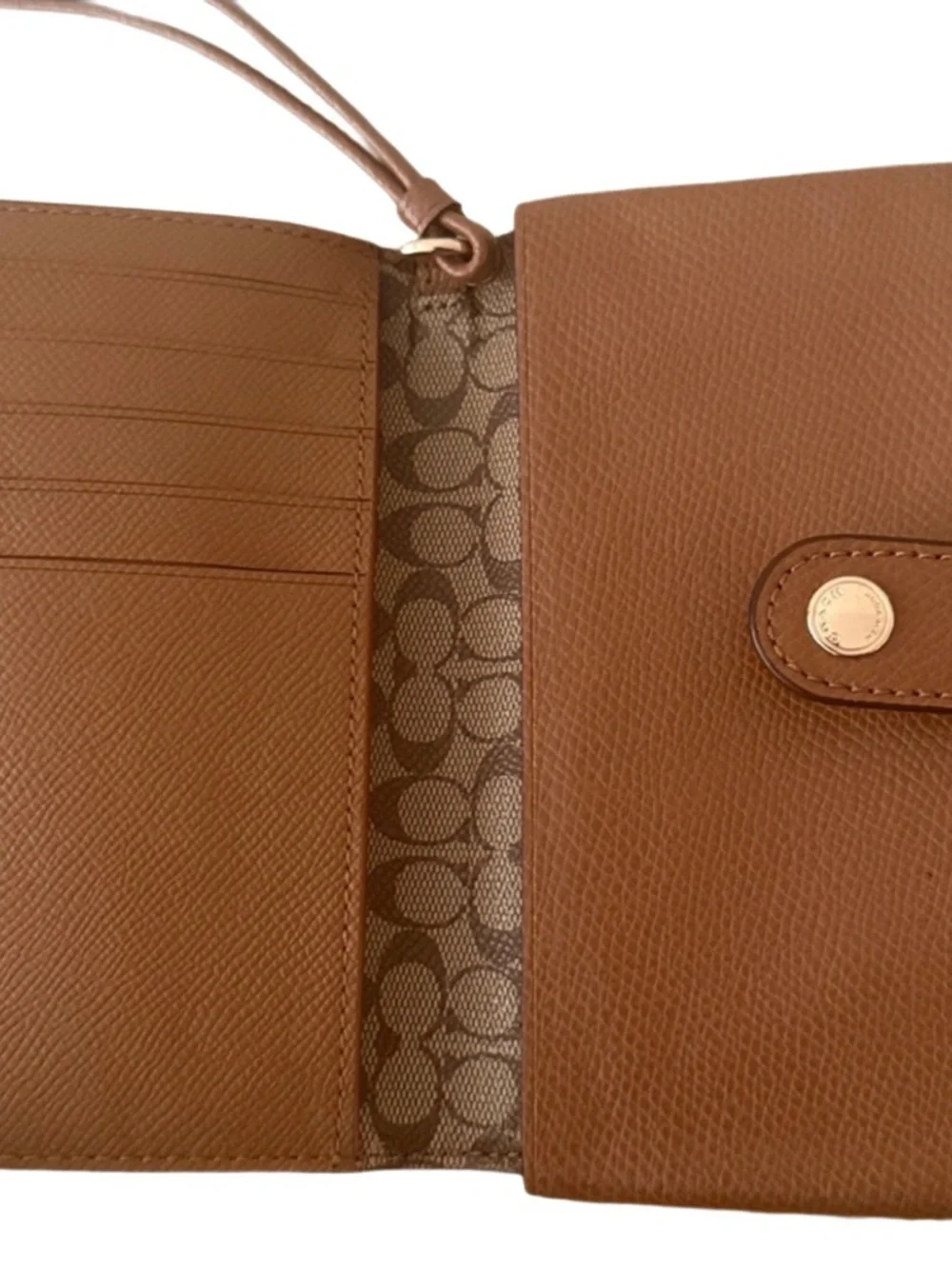 COACH Saddle Crossgrain Leather Phone Clutch Wristlet F53977 - Picture 5 of 6